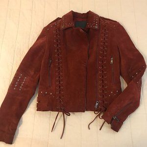 Belle Vere Red Genuine Leather Moto Jacket XS